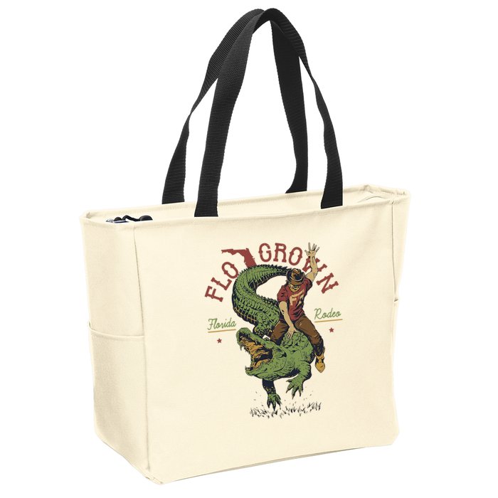 Funny Flo Grown Florida Rodeo Zip Tote Bag