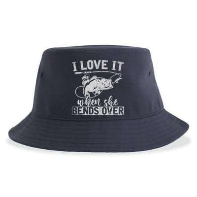 Funny Fisherman Gift I Love It When She Bends Over Fishing Sustainable Bucket Hat