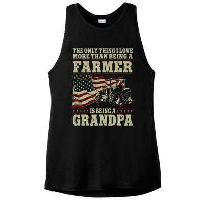 Farming Farmer Grandpa Vintage Tractor American Flag The Ladies PosiCharge Tri-Blend Wicking Tank