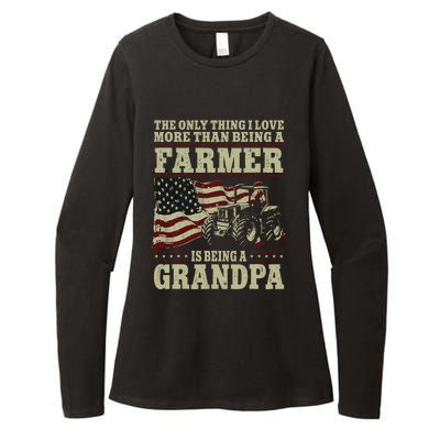 Farming Farmer Grandpa Vintage Tractor American Flag The Womens CVC Long Sleeve Shirt