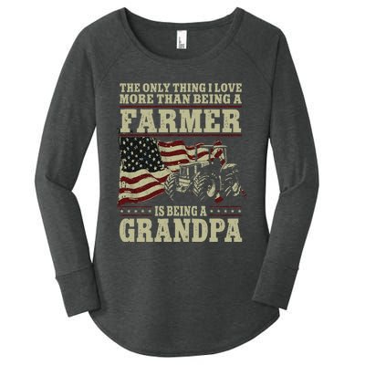 Farming Farmer Grandpa Vintage Tractor American Flag The Women's Perfect Tri Tunic Long Sleeve Shirt