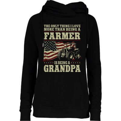 Farming Farmer Grandpa Vintage Tractor American Flag The Womens Funnel Neck Pullover Hood