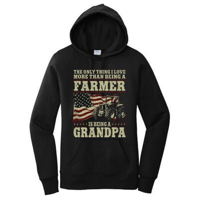 Farming Farmer Grandpa Vintage Tractor American Flag The Women's Pullover Hoodie