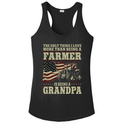 Farming Farmer Grandpa Vintage Tractor American Flag The Ladies PosiCharge Competitor Racerback Tank