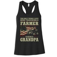 Farming Farmer Grandpa Vintage Tractor American Flag The Women's Racerback Tank