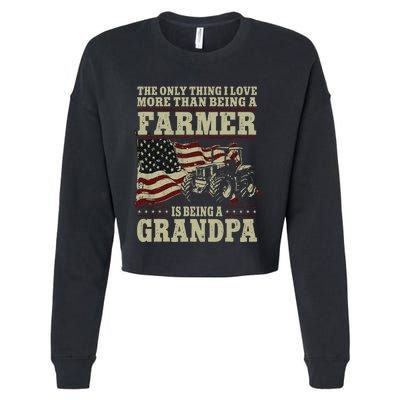 Farming Farmer Grandpa Vintage Tractor American Flag The Cropped Pullover Crew