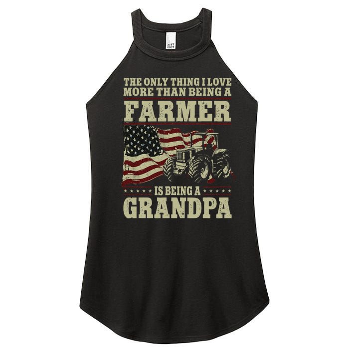 Farming Farmer Grandpa Vintage Tractor American Flag The Women's Perfect Tri Rocker Tank