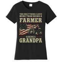 Farming Farmer Grandpa Vintage Tractor American Flag The Women's T-Shirt