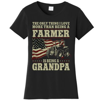 Farming Farmer Grandpa Vintage Tractor American Flag The Women's T-Shirt