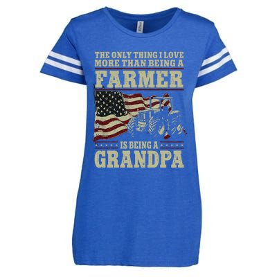 Farming Farmer Grandpa Vintage Tractor American Flag The Enza Ladies Jersey Football T-Shirt