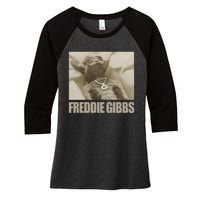 Freddiegibbs Freddie Gibbs Space Rabbit Women's Tri-Blend 3/4-Sleeve Raglan Shirt