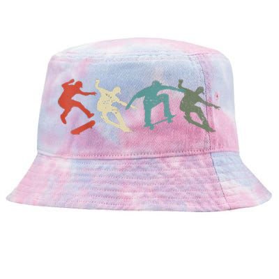 Funny Funny Gift Skateboard Skateboarding Retro Gift For Skateboarders Gift Tie-Dyed Bucket Hat