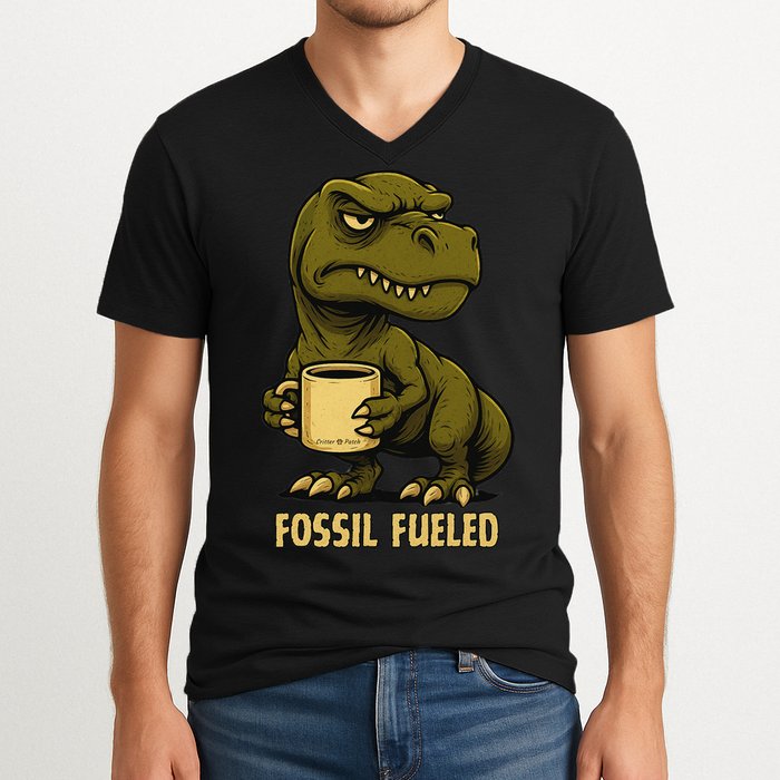 Fossil Fueled Grumpy V-Neck T-Shirt