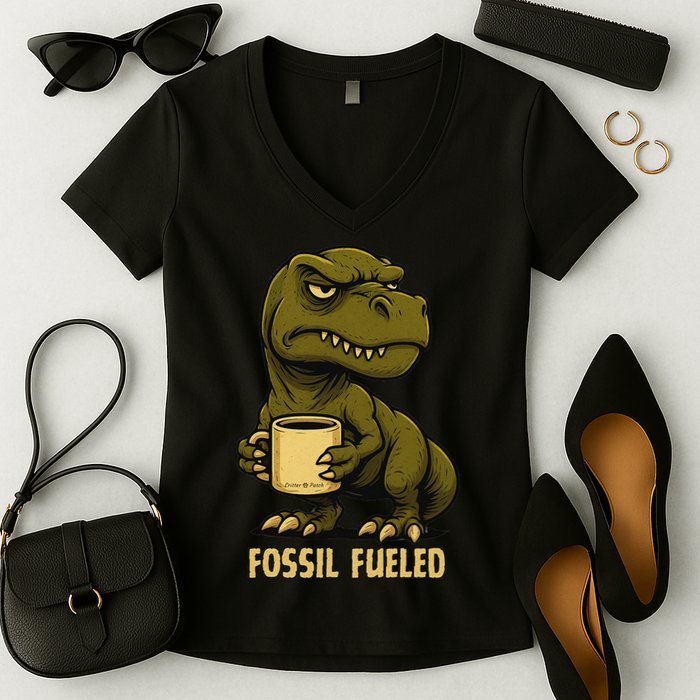 Fossil Fueled Grumpy Women's V-Neck T-Shirt