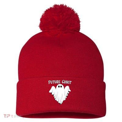 Funny Future Ghost Paranormal Halloween Pom Pom 12in Knit Beanie