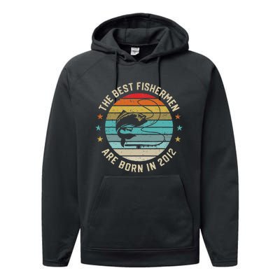 Fishing Fisherman Gift For 8 Year Old 8 Birthday 2012 Performance Fleece Hoodie