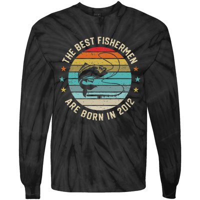 Fishing Fisherman Gift For 8 Year Old 8 Birthday 2012 Tie-Dye Long Sleeve Shirt