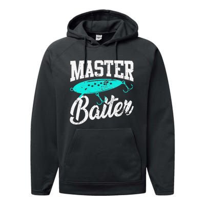 Funny Fishermen Gifts Adult Humor Fishings Master Baiter Performance Fleece Hoodie