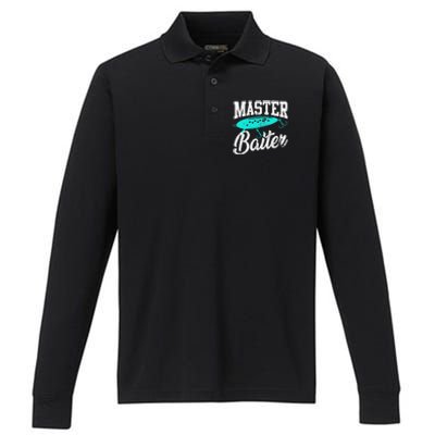 Funny Fishermen Gifts Adult Humor Fishings Master Baiter Performance Long Sleeve Polo