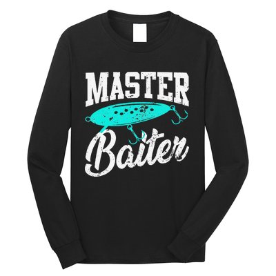 Funny Fishermen Gifts Adult Humor Fishings Master Baiter Long Sleeve Shirt