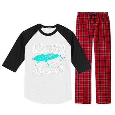 Funny Fishermen Gifts Adult Humor Fishings Master Baiter Raglan Sleeve Pajama Set