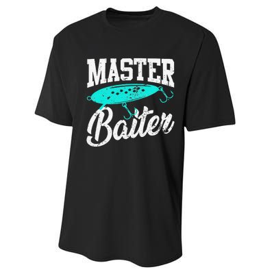 Funny Fishermen Gifts Adult Humor Fishings Master Baiter Performance Sprint T-Shirt