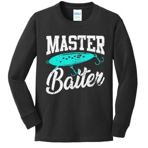 Funny Fishermen Gifts Adult Humor Fishings Master Baiter Kids Long Sleeve Shirt