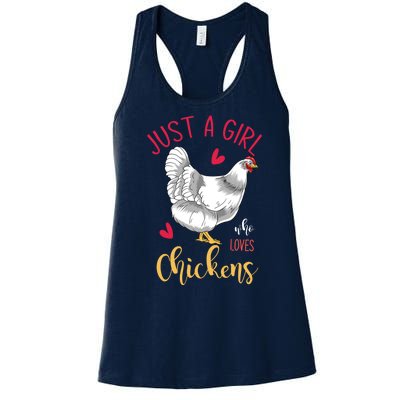 Funny Farmer Gifts Just A Girl Who Loves Chickens Women's Racerback Tank