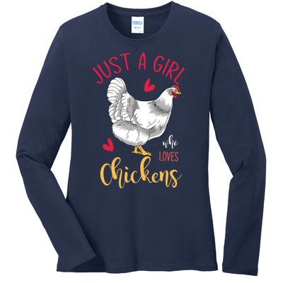 Funny Farmer Gifts Just A Girl Who Loves Chickens Ladies Long Sleeve Shirt