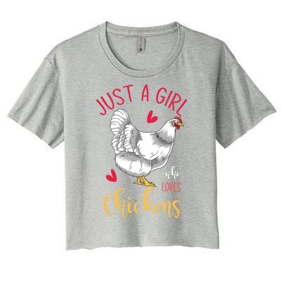 Funny Farmer Gifts Just A Girl Who Loves Chickens Women's Crop Top Tee