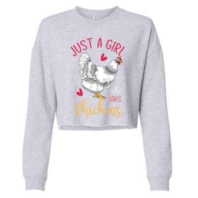 Funny Farmer Gifts Just A Girl Who Loves Chickens Cropped Pullover Crew