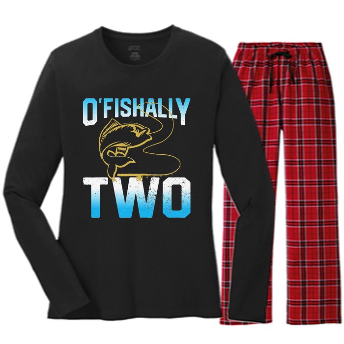 Fishing Fisherman Gifts For 2 Year Old 2nd Birthday Women's Long Sleeve Flannel Pajama Set 