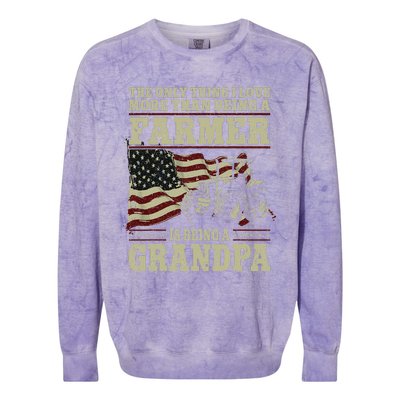 Farming Farmer Grandpa Vintage Tractor American Flag The Colorblast Crewneck Sweatshirt