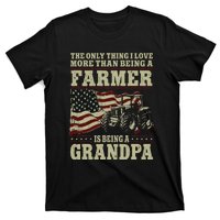 Farming Farmer Grandpa Vintage Tractor American Flag The T-Shirt