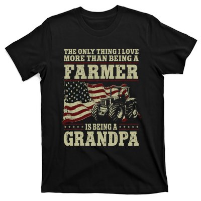 Farming Farmer Grandpa Vintage Tractor American Flag The T-Shirt