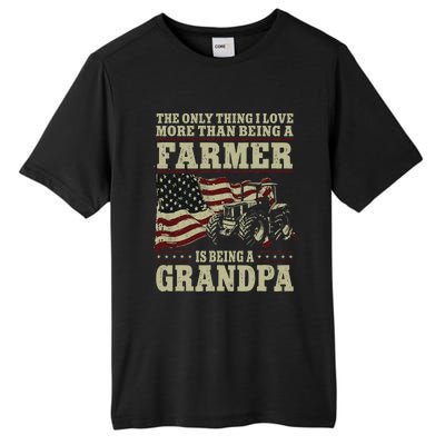 Farming Farmer Grandpa Vintage Tractor American Flag The Tall Fusion ChromaSoft Performance T-Shirt