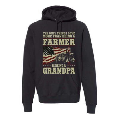 Farming Farmer Grandpa Vintage Tractor American Flag The Premium Hoodie