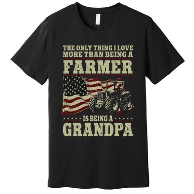 Farming Farmer Grandpa Vintage Tractor American Flag The Premium T-Shirt