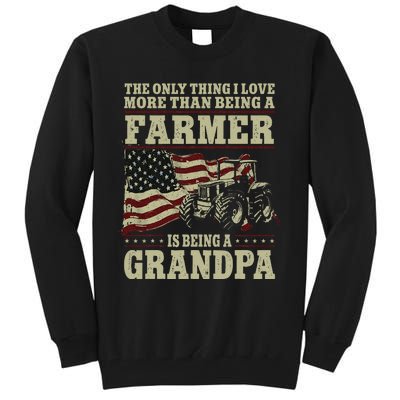 Farming Farmer Grandpa Vintage Tractor American Flag The Tall Sweatshirt