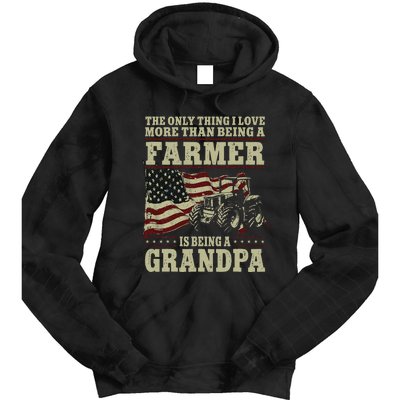 Farming Farmer Grandpa Vintage Tractor American Flag The Tie Dye Hoodie