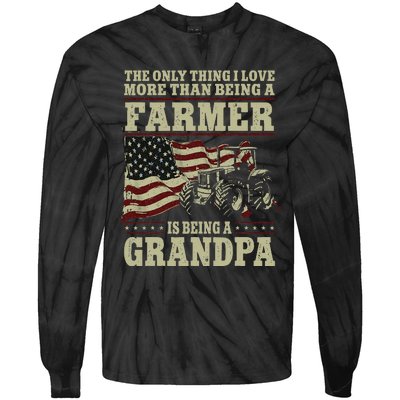 Farming Farmer Grandpa Vintage Tractor American Flag The Tie-Dye Long Sleeve Shirt