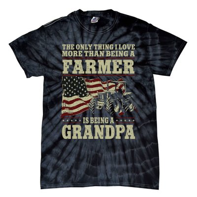 Farming Farmer Grandpa Vintage Tractor American Flag The Tie-Dye T-Shirt