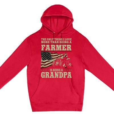 Farming Farmer Grandpa Vintage Tractor American Flag The Premium Pullover Hoodie