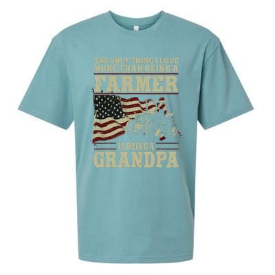 Farming Farmer Grandpa Vintage Tractor American Flag The Sueded Cloud Jersey T-Shirt