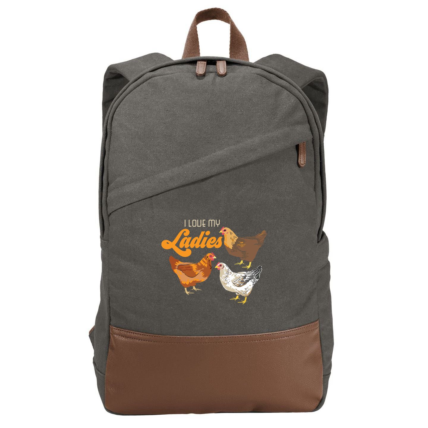 Funny Farmer Gift I Love My Ladies Chicken Cotton Canvas Backpack