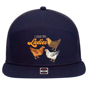 Funny Farmer Gift I Love My Ladies Chicken 7 Panel Mesh Trucker Snapback Hat