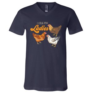 Funny Farmer Gift I Love My Ladies Chicken V-Neck T-Shirt