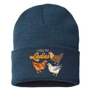 Funny Farmer Gift I Love My Ladies Chicken Sustainable Knit Beanie