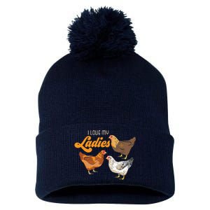 Funny Farmer Gift I Love My Ladies Chicken Pom Pom 12in Knit Beanie