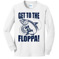 Funny Fishing Get To The Floppa Sarcastic Fisherman Kids Long Sleeve Shirt